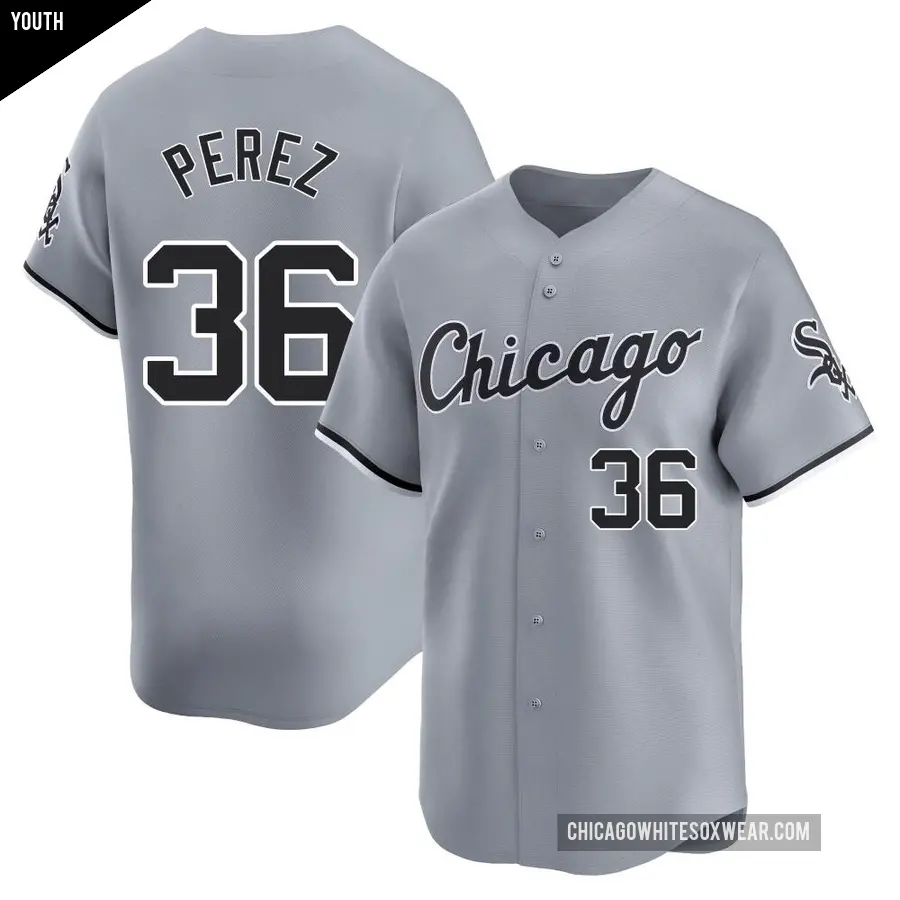 Youth Chicago White Sox ＃36 Carlos Perez Limited Gray Road Jersey