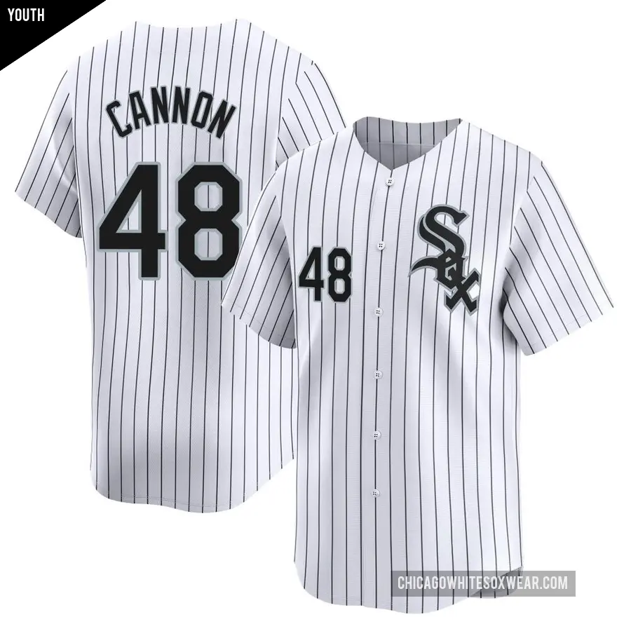 Youth Chicago White Sox ＃48 Jonathan Cannon Limited White Home Jersey