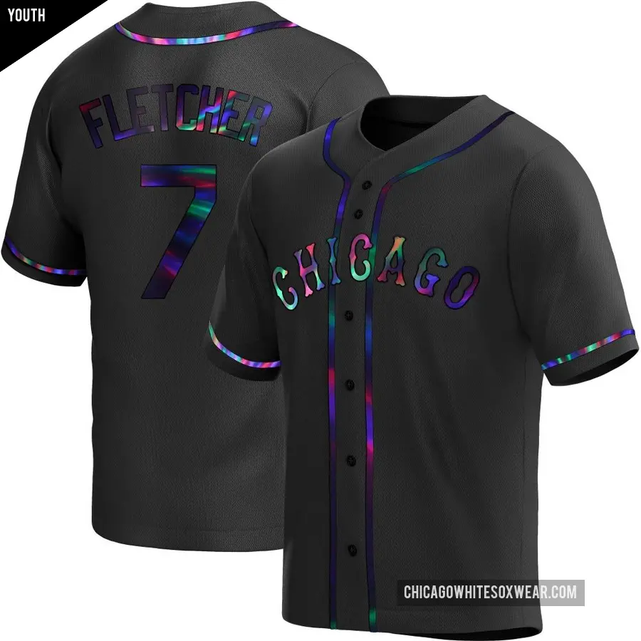 Youth Chicago White Sox ＃7 Dominic Fletcher Replica Black Holographic Alternate Jersey