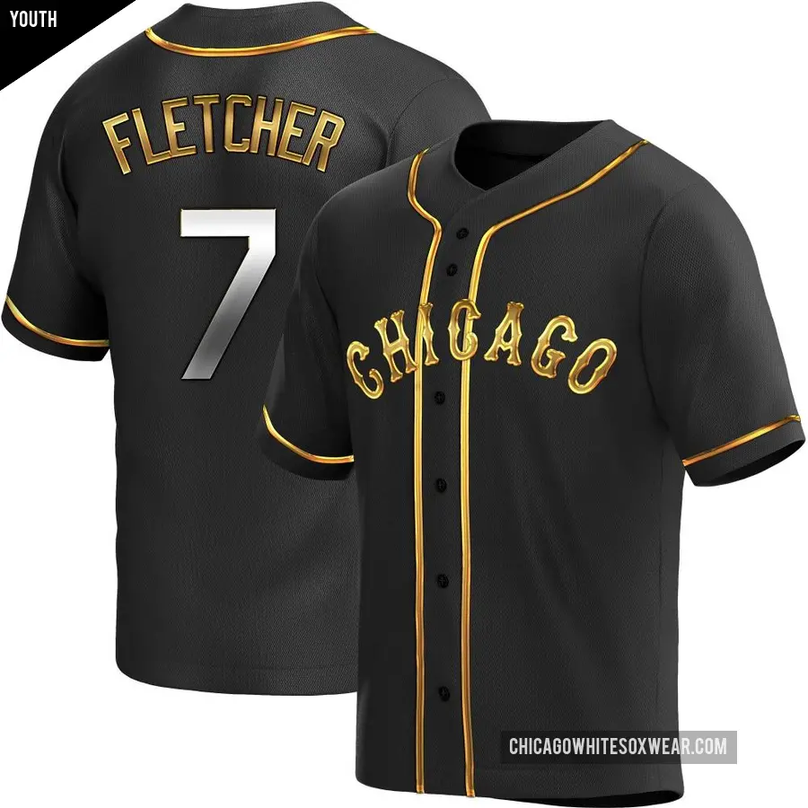 Youth Chicago White Sox ＃7 Dominic Fletcher Replica Gold Black en Alternate Jersey