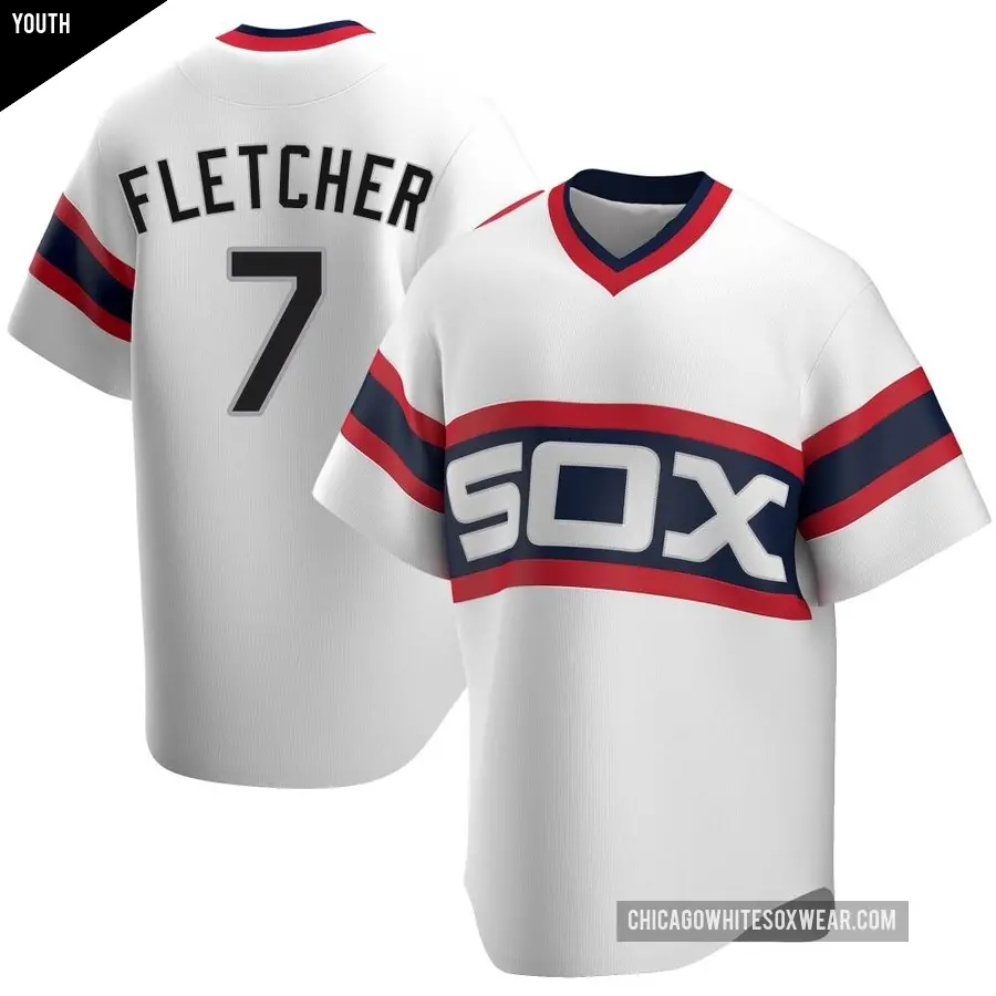 Youth Chicago White Sox ＃7 Dominic Fletcher Replica White Cooperstown Collection Jersey